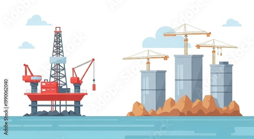 Industrial offshore oil rig platform.