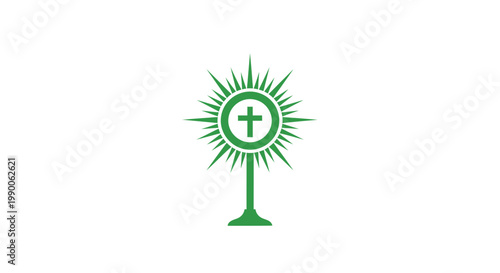 Christian Monstrance with Cross, Holy Eucharist Symbol, Religious Icon