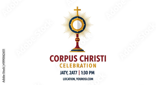 Corpus Christi Celebration - Eucharist Monstrance with Cross and Light Rays