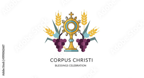 Corpus Christi Symbols: Monstrance, Wheat, Grapes, Cross - Catholic Celebration