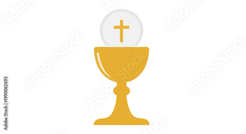 Golden Chalice with Host and Cross - Holy Communion Symbol