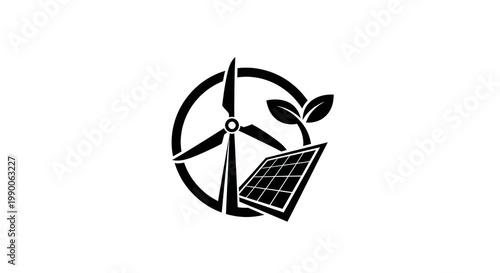 Renewable Energy Solar Wind Power Symbol.