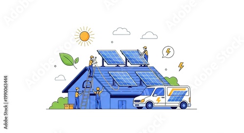 Solar panels on eco friendly house.