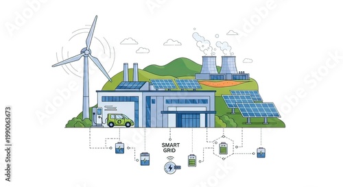 Sustainable energy system with solar panels 1.