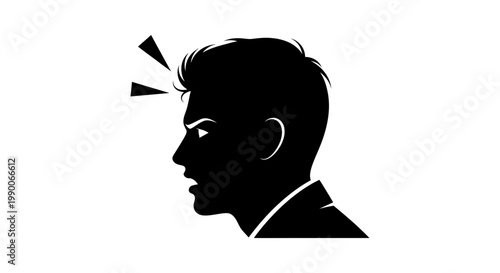 Angry man shouting silhouette illustration with stress symbols