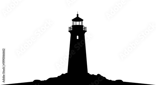 Black lighthouse silhouette vector illustration on white background