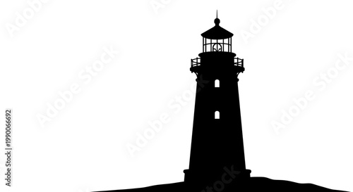 Black lighthouse silhouette illustration on white background