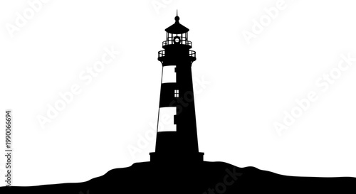 Black lighthouse silhouette vector illustration on white background