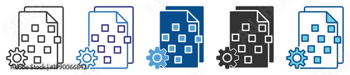 Unstructured Data icon set multiple style collection