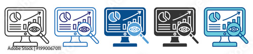 Data Monitoring icon set multiple style collection