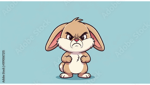 Angry Cartoon Bunny Character Portrait.