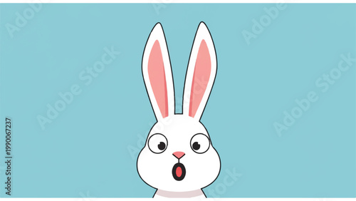 Cartoon rabbit with surprised expression face.