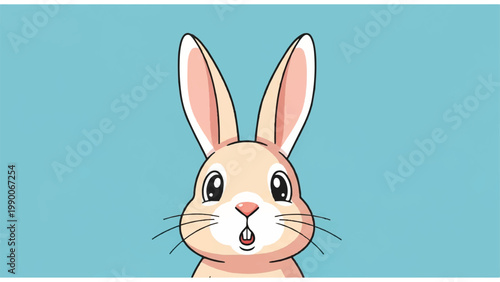 Cute Cartoon Rabbit Face Closeup.