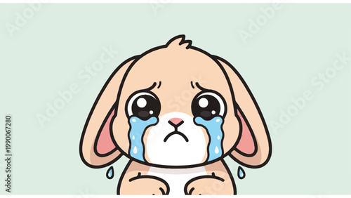 Sad Crying Rabbit Face Closeup Portrait.