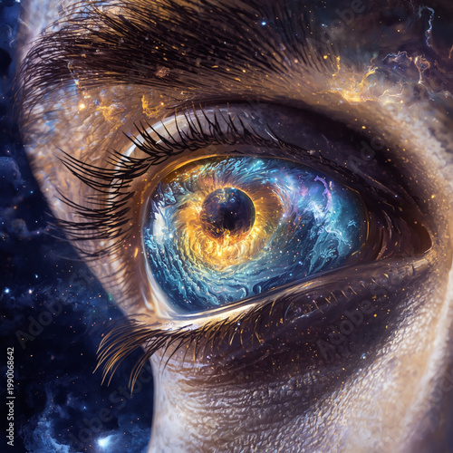 Nebula Reflected in the Gaze — Where Humanity Meets the Universe