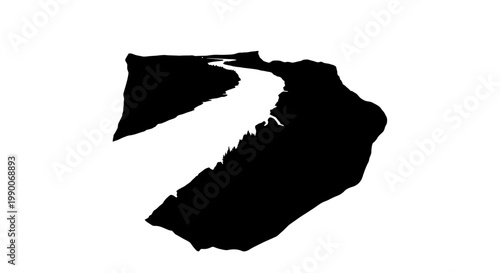 Minimalist silhouette of a winding river in a deep canyon valley