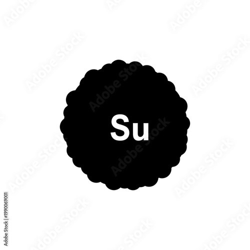 Minimalist black scalloped circle badge with Su abbreviation