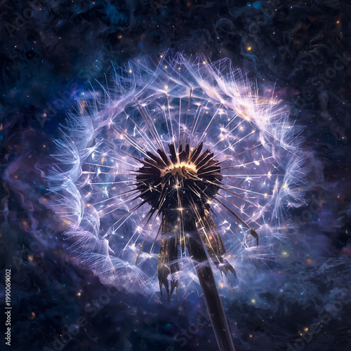 Starlit Dandelion — A Cosmic Glow Within Nature