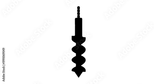 Spiral auger drill bit vector silhouette icon for construction