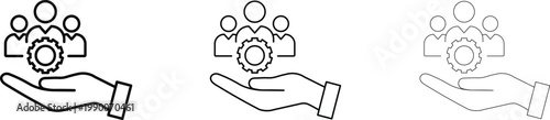 Hand holding people icon set diverse team collaboration and support vector graphics
