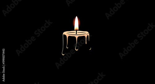 Burning candle vector illustration on black background representing hope