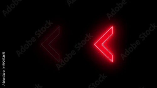 Glowing neon Arrow Arrow Swipe icon isolated . Neon arrow uploading symbol icon. Directional sign arrow points to the down,directional neon arrow icon animation