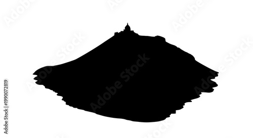 Black silhouette of a tidal island monastery vector illustration