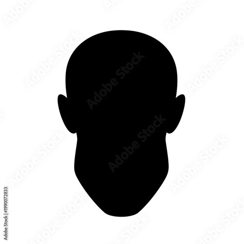 Black silhouette of a human head icon isolated on white background