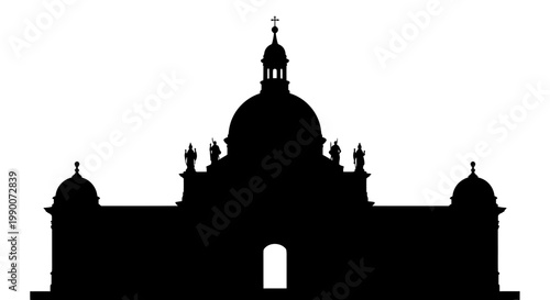 European style cathedral building silhouette with majestic dome
