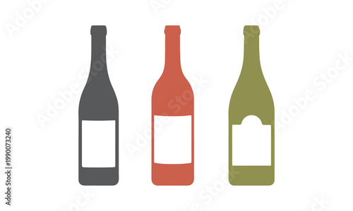 Assorted wine bottle graphics in a basic flat vector style.