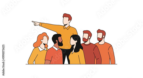 Group of people standing together looking.