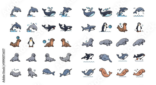 Collection of various sea creatures.