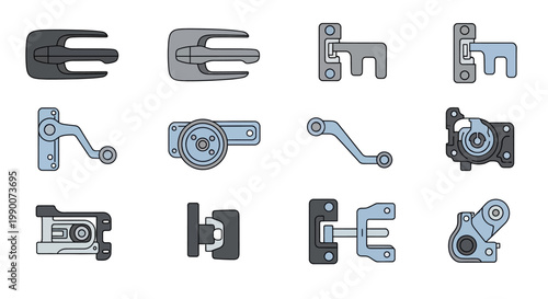 Collection of various metal hardware parts.