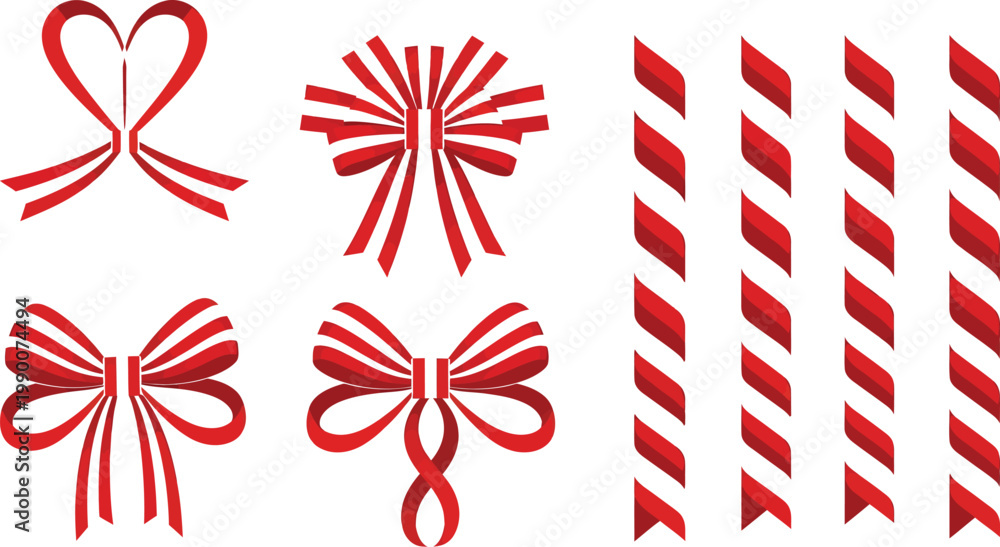 Obraz premium Red Ribbon and Bow Decoration Set