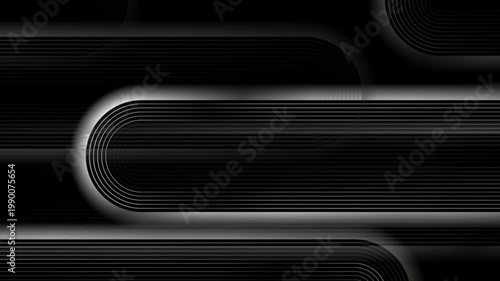 Abstract black background with grey metallic smooth minimal lines. Geometric motion design. Seamless loop. Video animation Ultra HD 4K 3840x2160