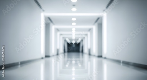 Infinite Corridor: A Blurred Perspective of Modern Architecture, Evoking a Sense of Spaciousness, Minimalism, and Abstract Passage
