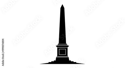 Black Obelisk Monument Silhouette Vector Illustration