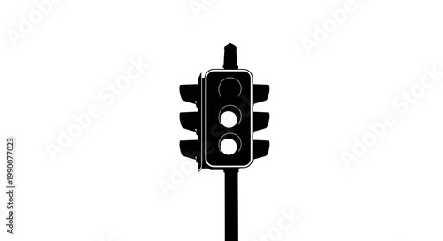 Black traffic light silhouette vector illustration on white