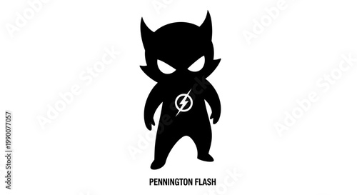 Silhouette of stylized small superhero character with lightning bolt