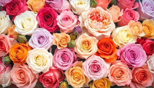 A vibrant collection of multicolored roses