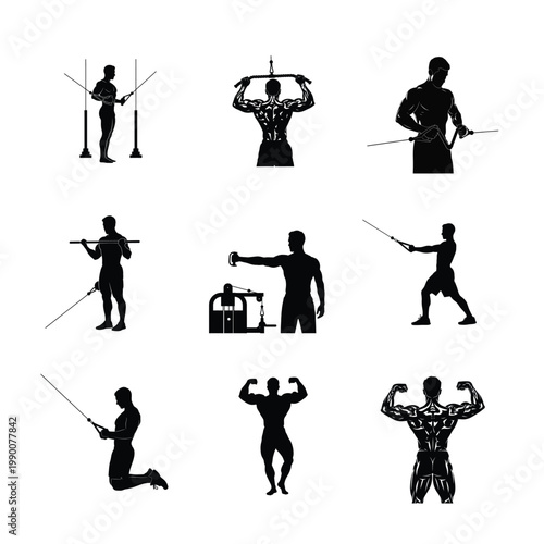 Functional Resistance Band and Rope Training Silhouettes Full Body Conditioning Graphics