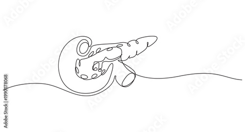 continuous one line drawing Pancreas vector illustration. line art,Human pancreas one line art. Continuous line drawing of human, internal, organs, pancreas,