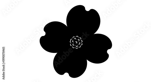 Dogwood flower blossom silhouette vector illustration