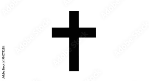 A large black cross symbol stands alone on a white background.