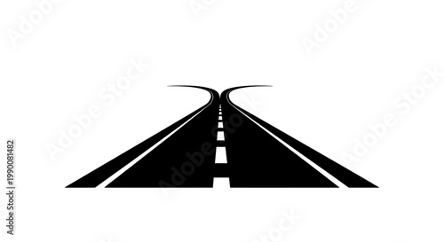 Minimalist Road Fork Vector Illustration Representing Choices