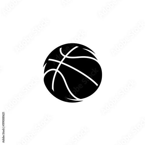 Stylized basketball vector icon in black and white minimalist design