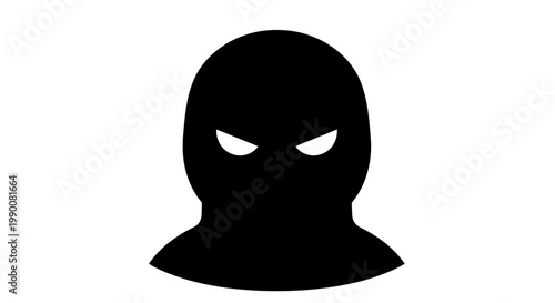 Anonymous hacker or burglar wearing balaclava mask silhouette vector