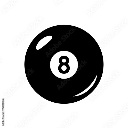 Black eight ball billiard icon vector illustration