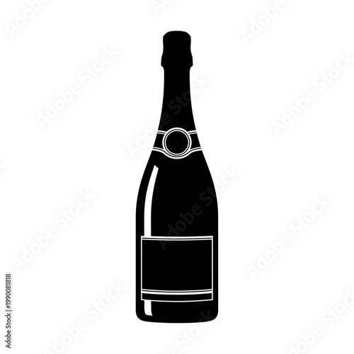 Champagne bottle silhouette vector illustration