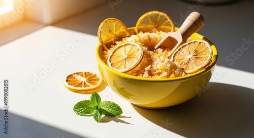 Invigorating Citrus Bath Salts With Dried Lemon Slices and Fresh Mint